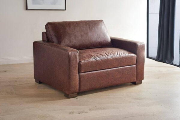 Sillón Oversized en Cuero Grueso Estilo Lounge