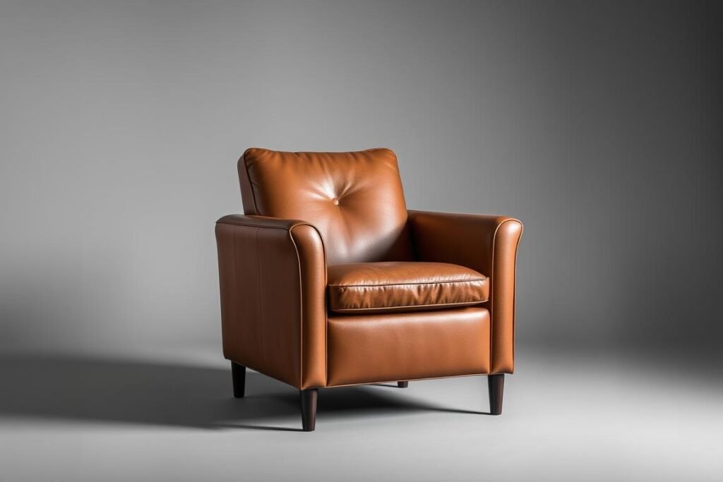 Sillón individual de cuero natural con diseño ergonómico Sillón individual de cuero natural con diseño ergonómico
