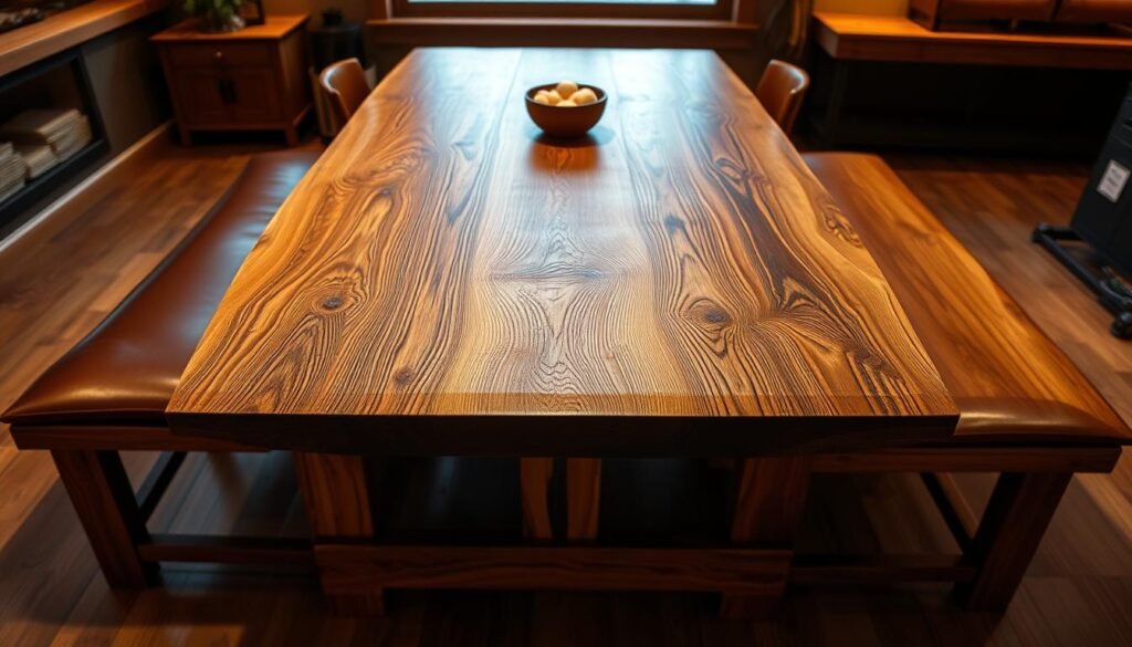 mesa comedor madera cuero características