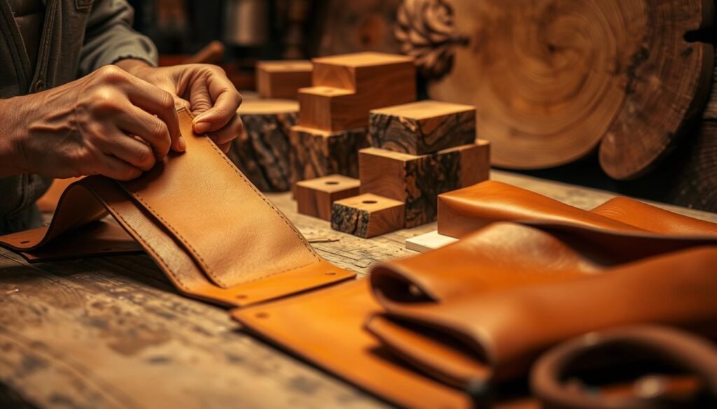 proceso artesanal cuero madera