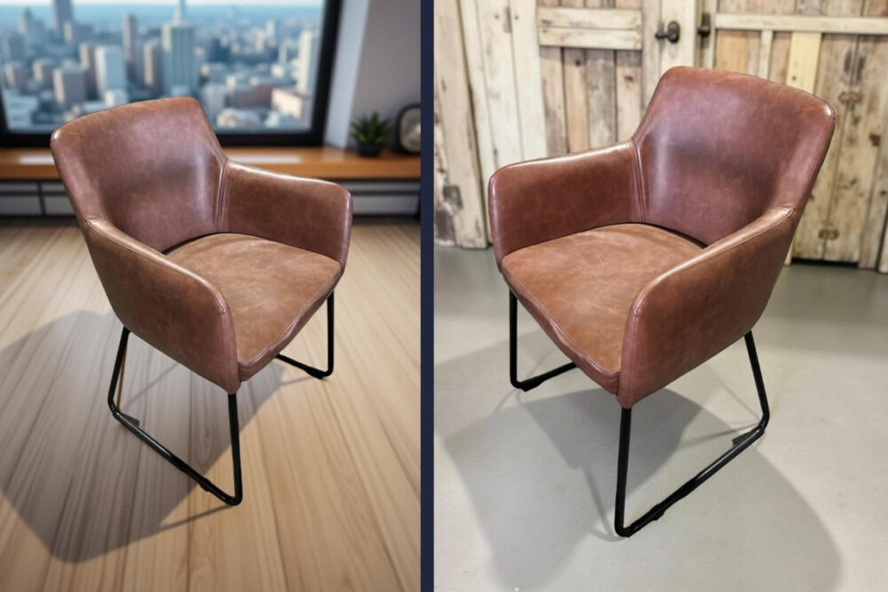 Silla Moderna con Brazos – Cuero y Base Metálica Cantilever