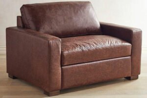 Sillón Oversized en Cuero Grueso Estilo Lounge