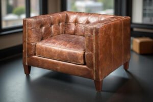 Sillón Chester Moderno en Cuero Envejecido