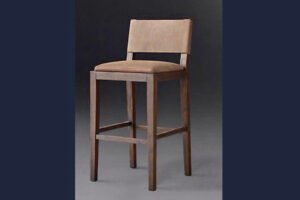Taburete Alto de Madera Oscura con Asiento de Piel