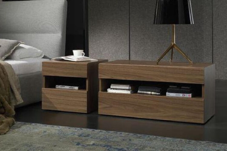 Set de Veladores Modernos con Compartimento Abierto – Acabado Madera Natural