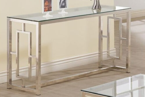 Arrimo Moderno con Base Metálica Cromada y Cubierta de Vidrio