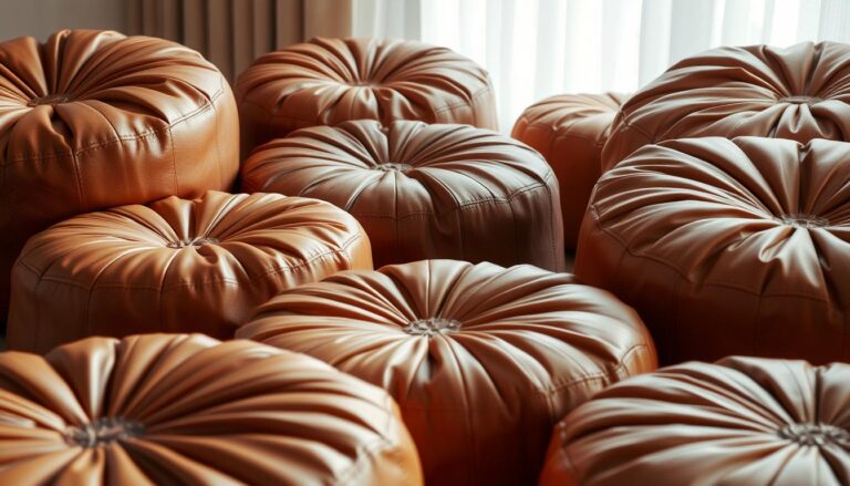 Poufs de Cuero Natural Hechos a Mano